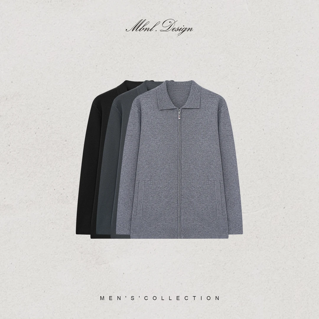 MBNL-F「特殊定制纱线」秦磊男装-翻领拉链羊毛衫JX57