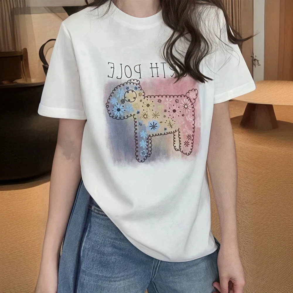 5812时尚百搭短袖T恤女2025年夏季新款大码显瘦减龄宽松上衣