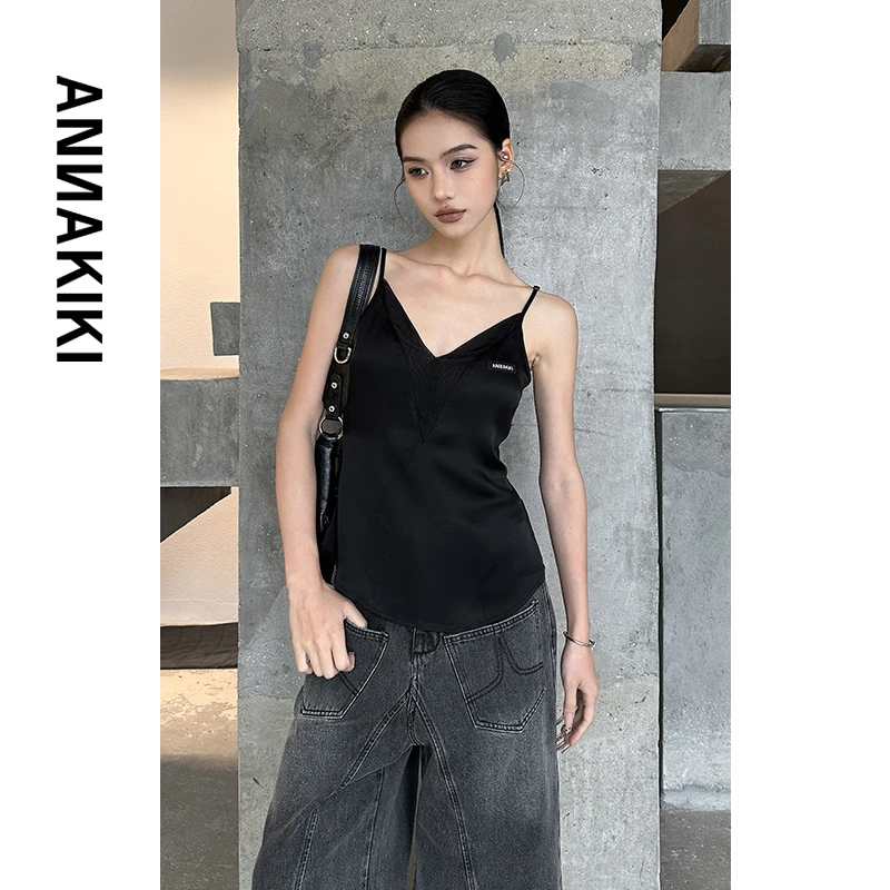 【COCO精选】ANNAKIKI 醋酸网纱拼接吊带上衣 3E3B0203H720