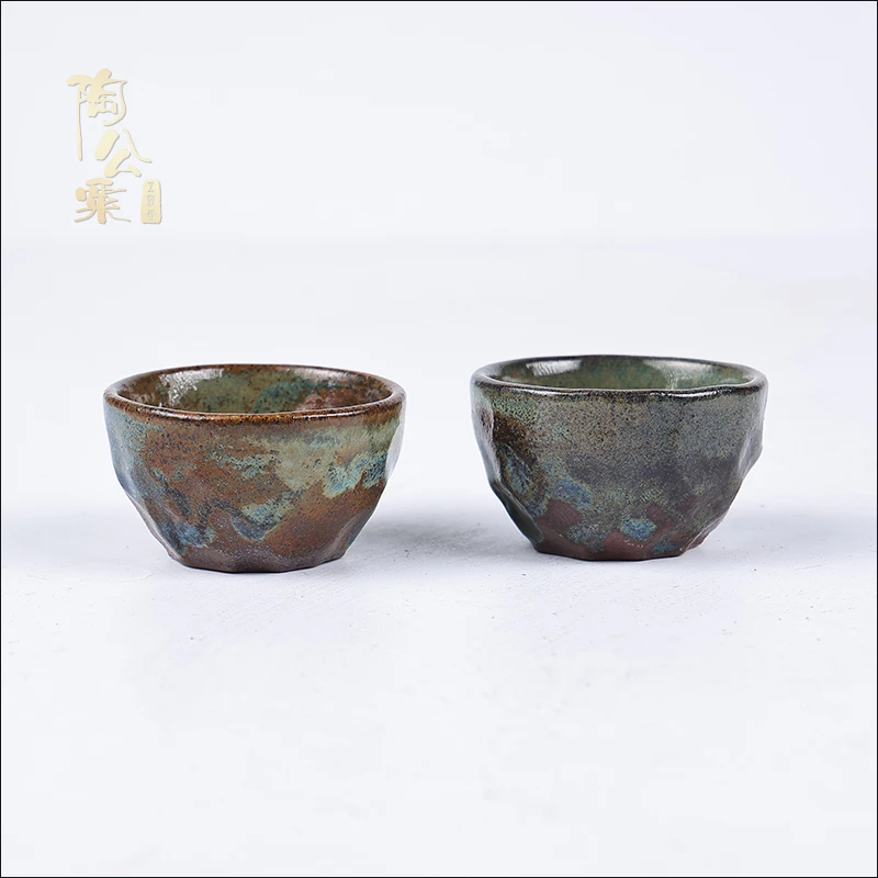 陶公粟紫砂柴烧品茗杯30cc手制精美紫砂壶小容量茶具家用柴烧杯