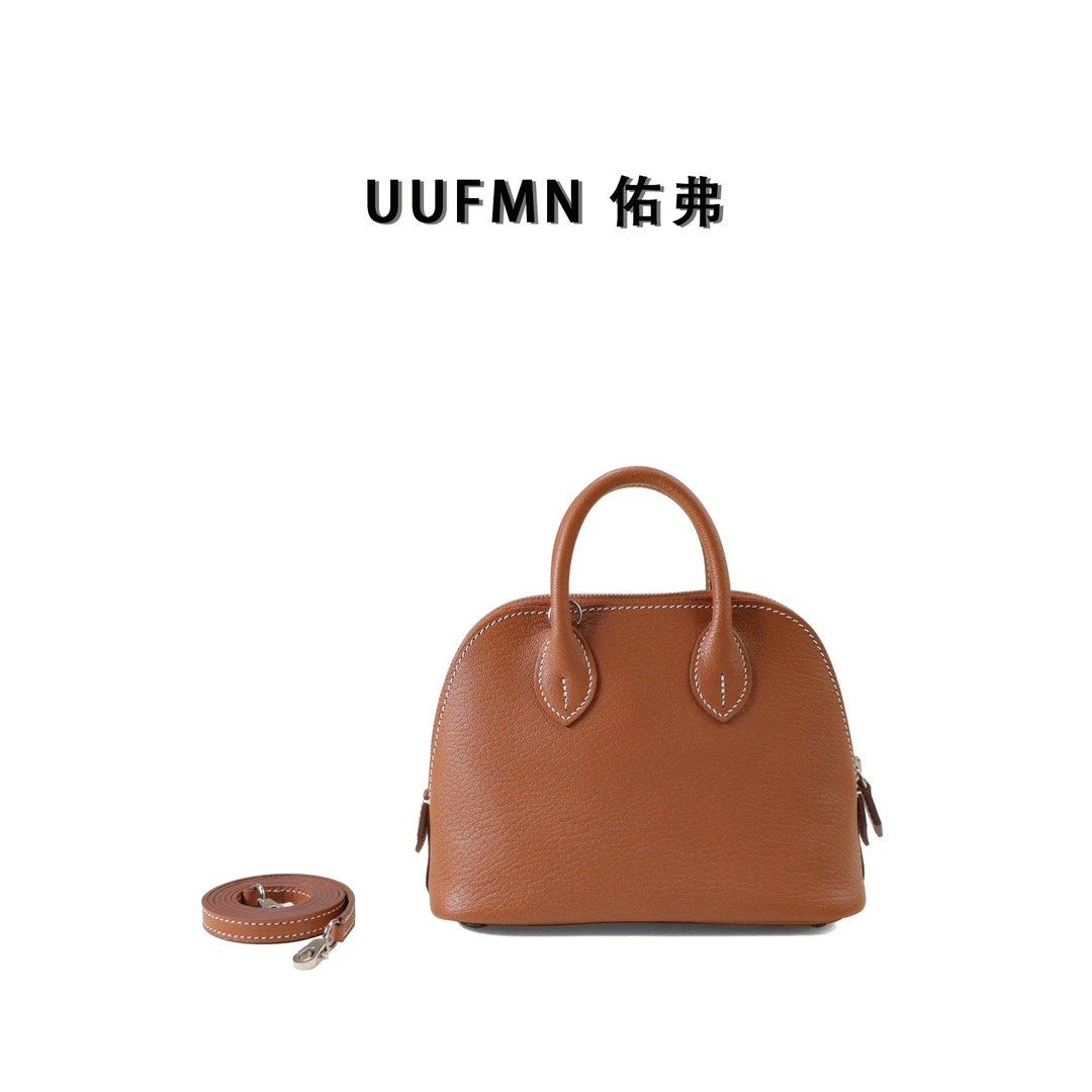 UUFMN｜半手工蜡线 进口山羊皮贝壳包 mini保龄球斜挎包