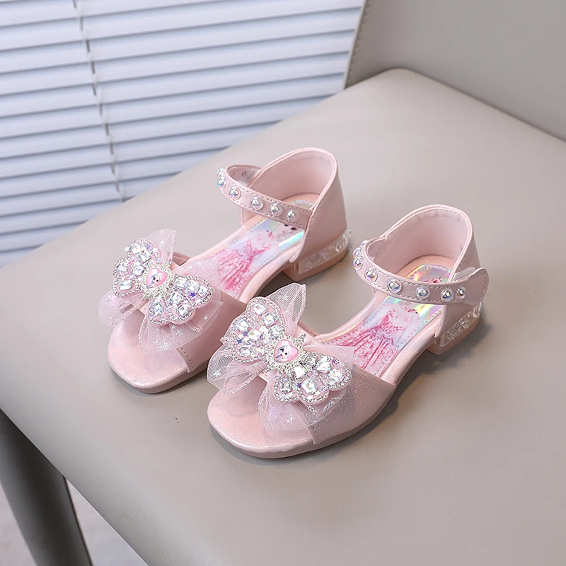 女童爱莎公主凉鞋2025新款夏季中小童软底防滑小女孩水晶儿童鞋子