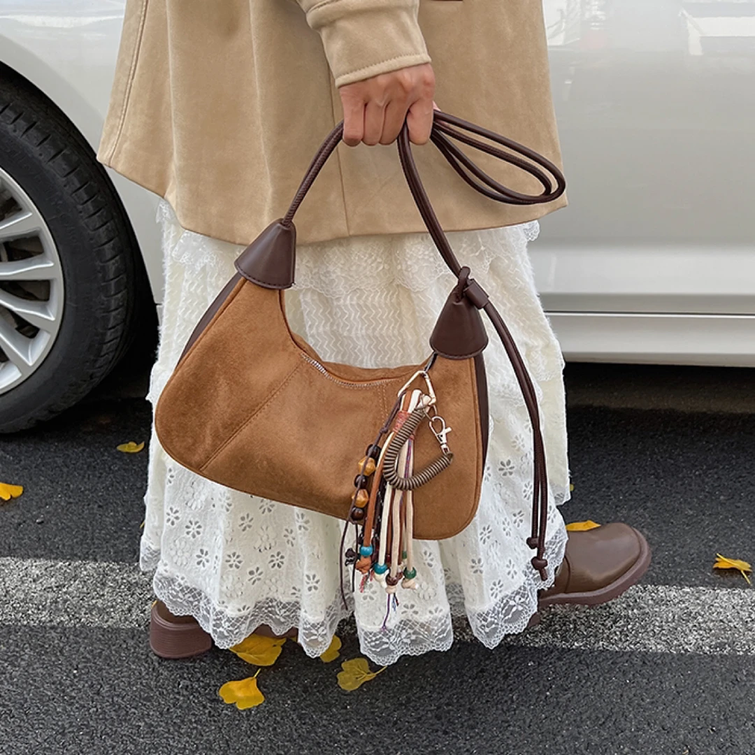 高级感小众设计复古麂皮绒腋下包包女2025秋冬新款时尚单肩斜挎包