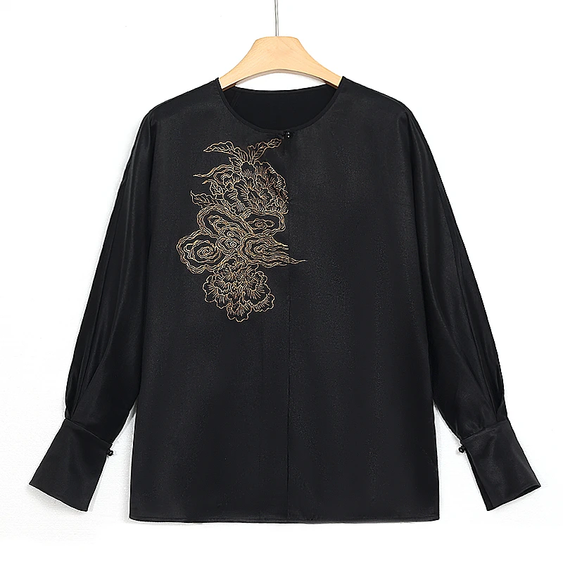 新中式国风香云纱衬衫上衣    727PP