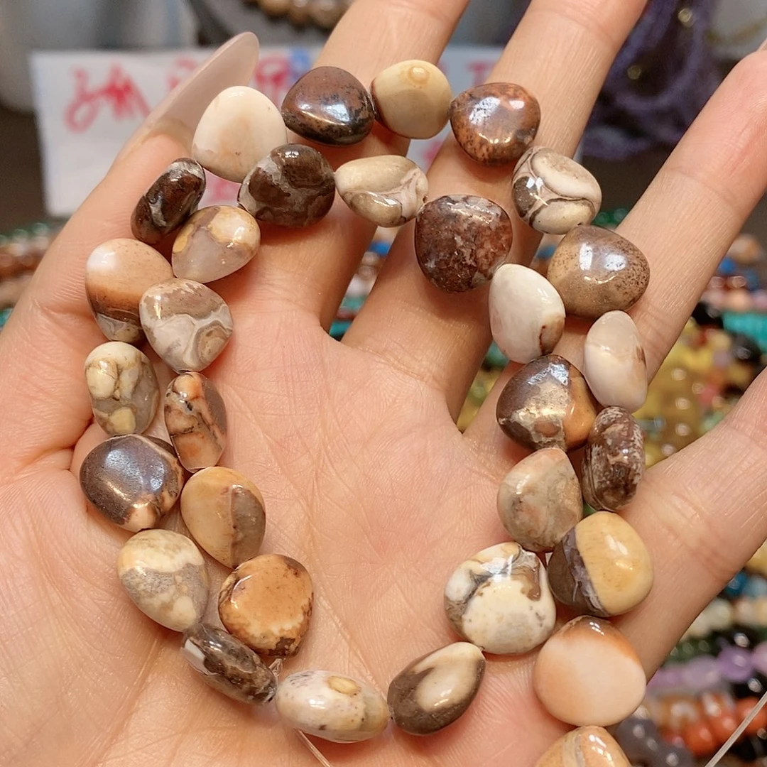 散珠玛瑙/玉髓天然石爱心一条12mm