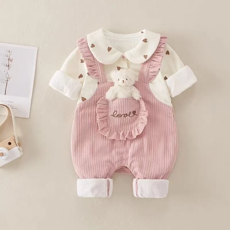 婴幼儿衣服连体宝宝连体衣两件满月超萌春秋公主哈衣爬服S-523