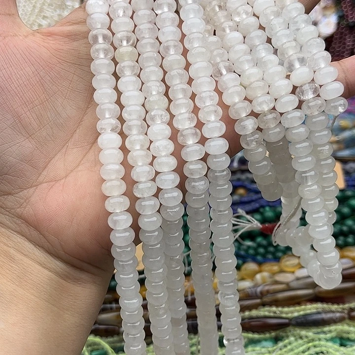 玛瑙/玉髓未镶嵌珠宝半成品一条8mm白水晶算盘珠