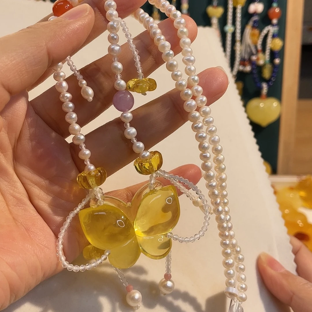 琥珀未镶嵌裸石项链