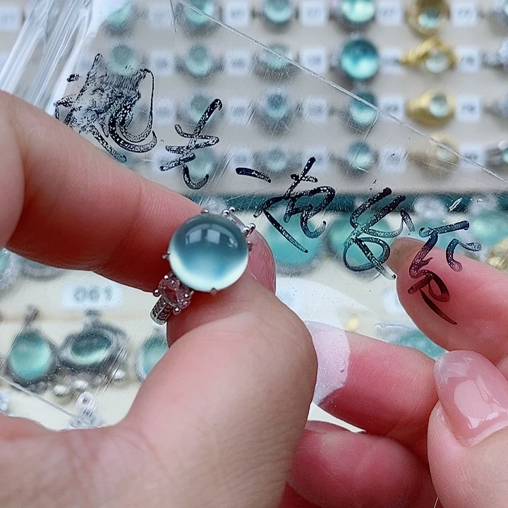 蛇纹石玉银S925镶嵌戒指用****7