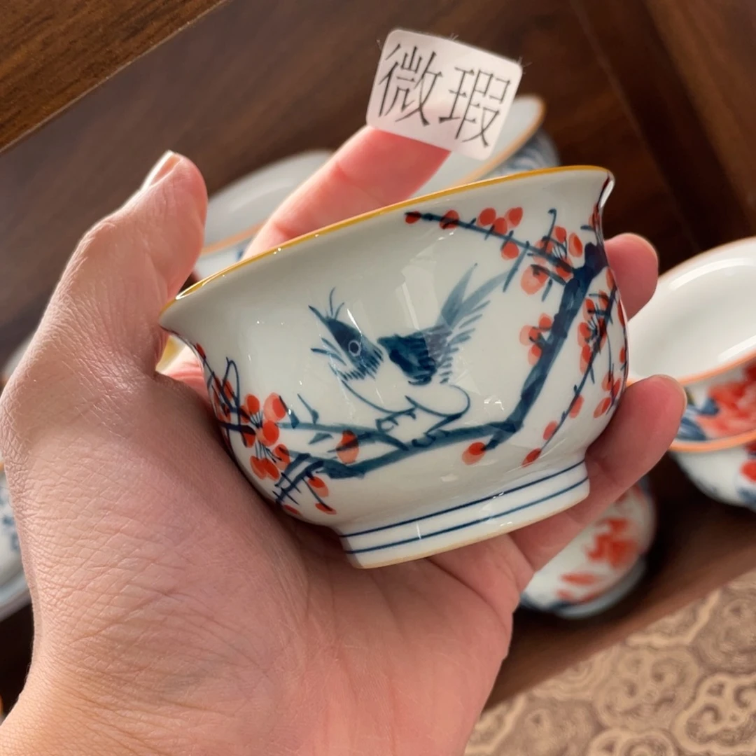 釉下手绘茶具微瑕