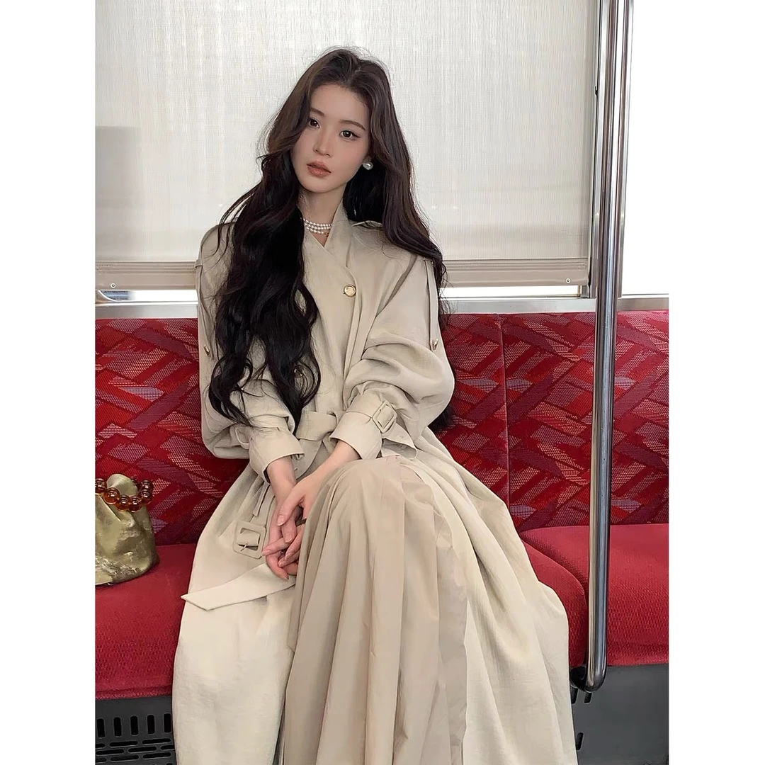 ZZZSTUDIO  ICELOLY 巨好看风衣女中长款外套高个子大衣早秋穿搭