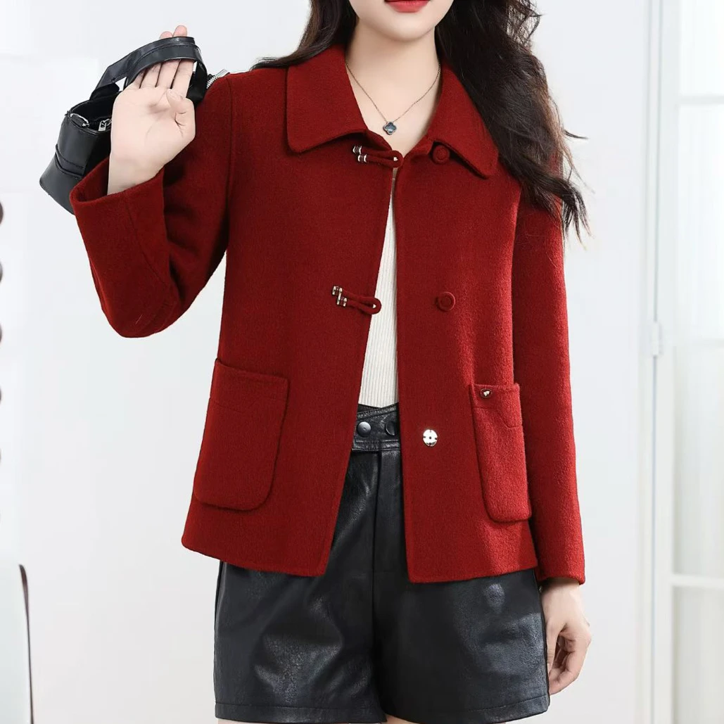 短款双面女秋冬季新款高级感显瘦洋气减龄毛呢外套