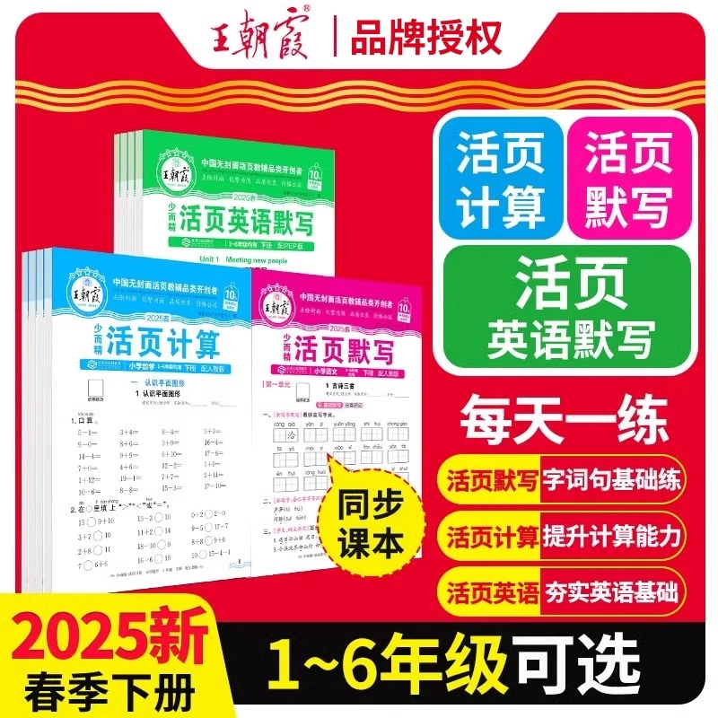 2025下册王朝霞活页默写计算新版同步练习册一二年级三四五六年级