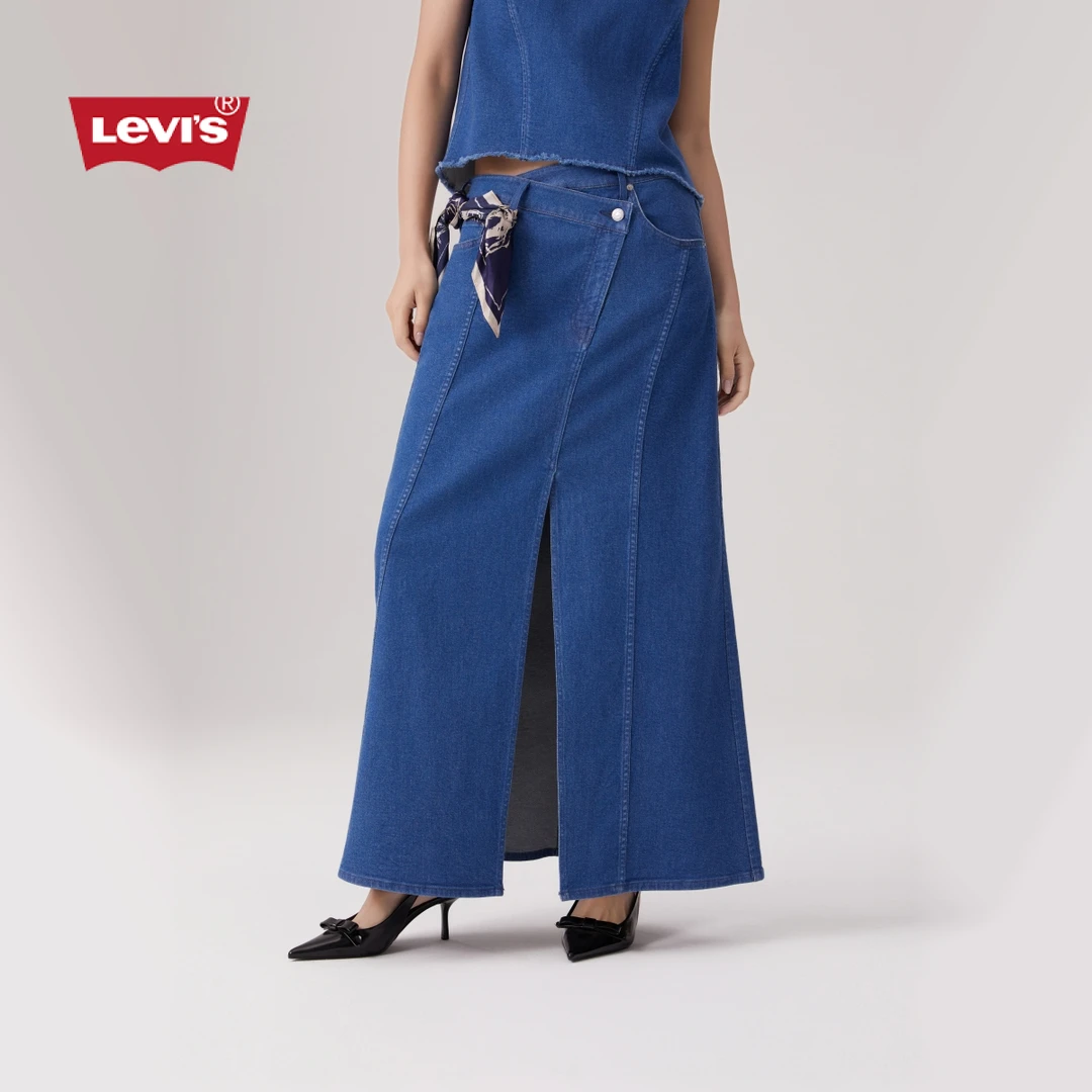 【商场同款】Levi's李维斯25年夏季新款女士美式开叉牛仔长裙003W6