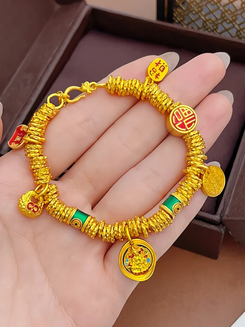 黄铜手链 【芊金家】黄财财小胖福盘缠手链