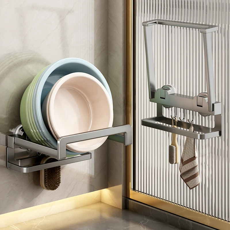 优勤吸盘壁挂脸盆架脸盆挂钩卫生间置物架浴室脚盆面盆盆子收纳架