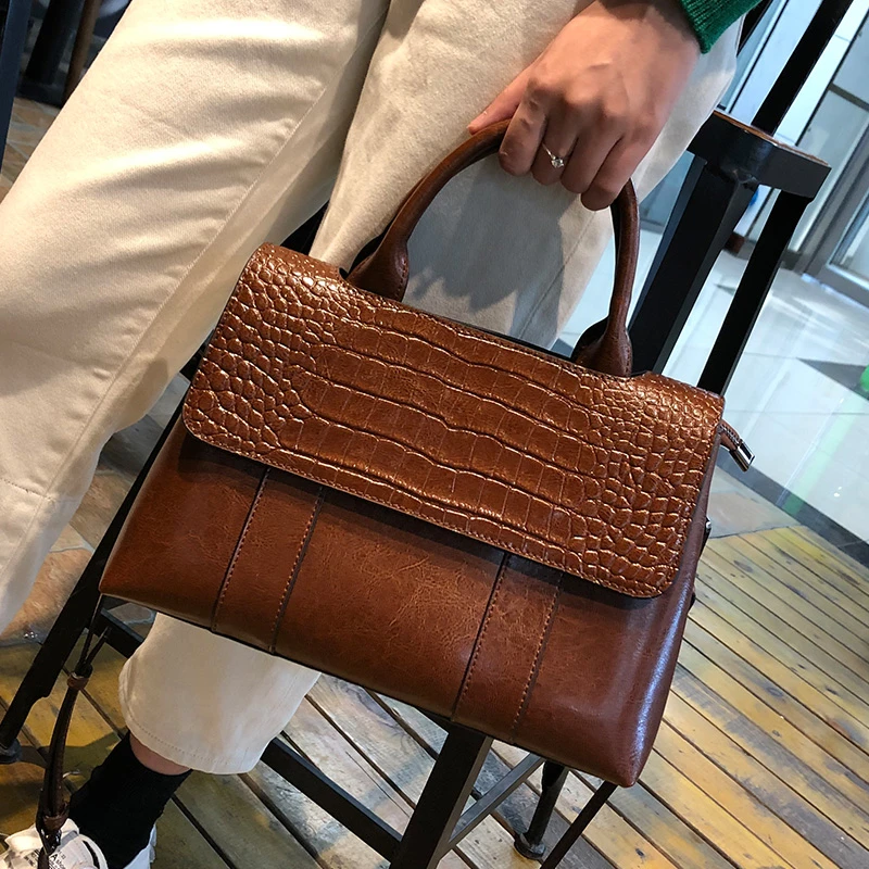 包包女2025新款潮牛皮女包单肩斜挎手提包鳄鱼纹女士大容量托特包