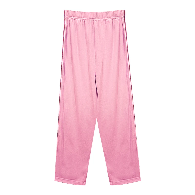 透气运动长裤轻薄休闲甜美百搭学生松紧拼接直筒宽松户外粉色裤子