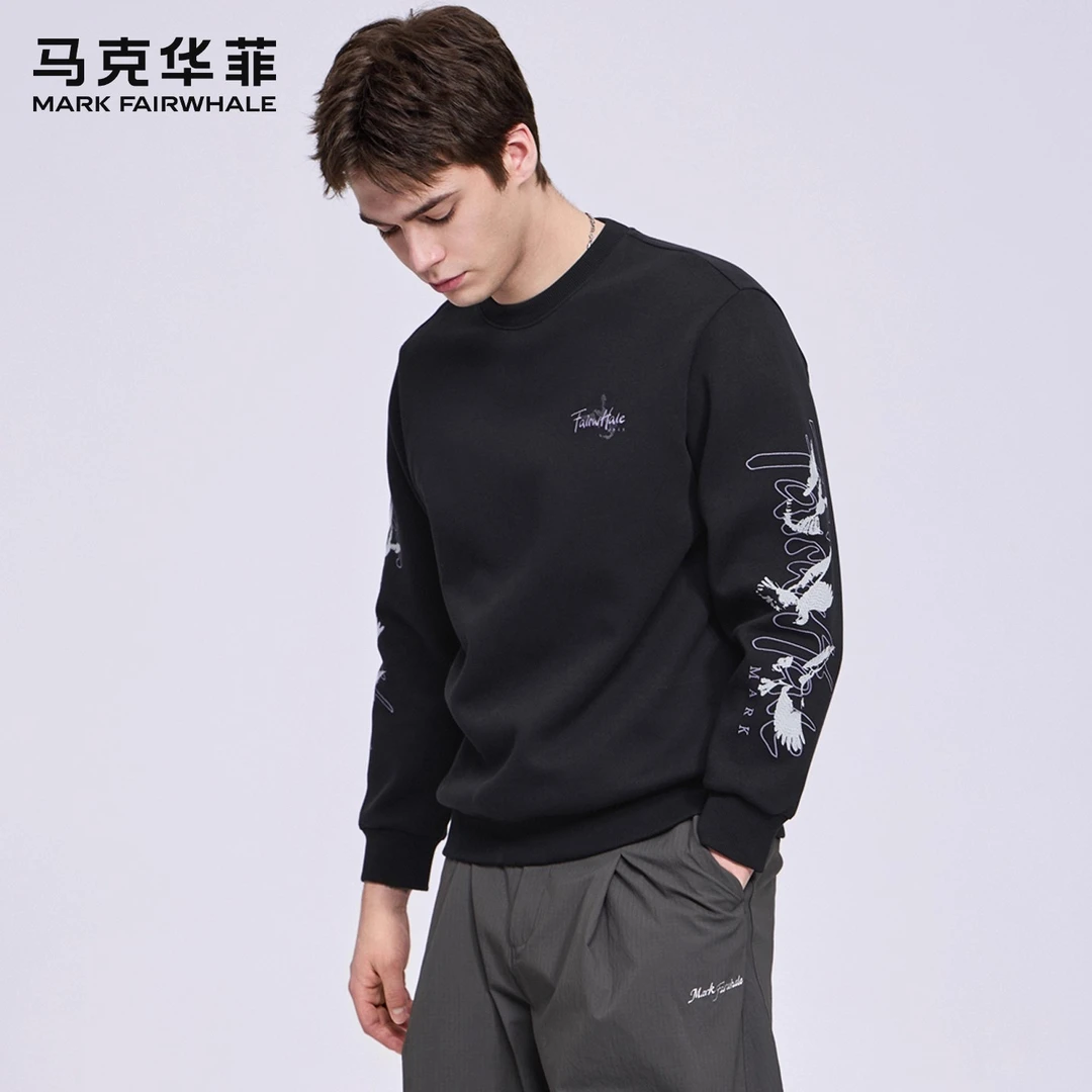 【7A抗菌】马克华菲重磅刺绣卫衣男2025秋季新款高街潮流圆领上衣