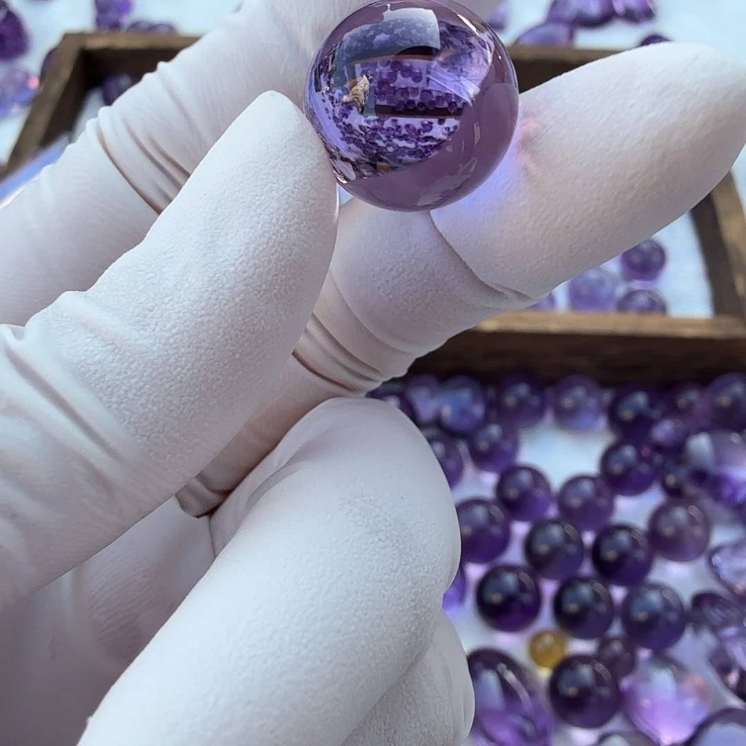 ****来水晶珠宝半成品未镶嵌紫水定制不退换15mm
