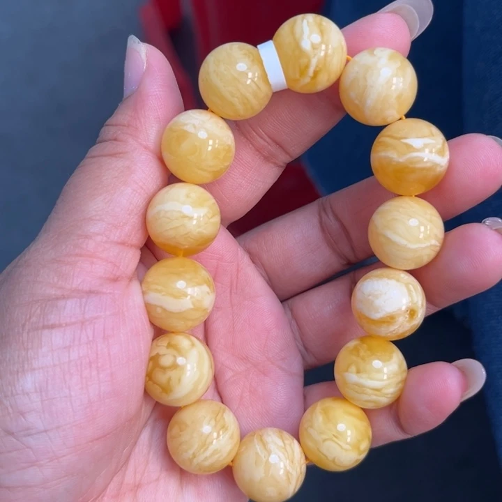 琥珀未镶嵌发饰M80号15+虎皮千层雪妖花蜜蜡单圈