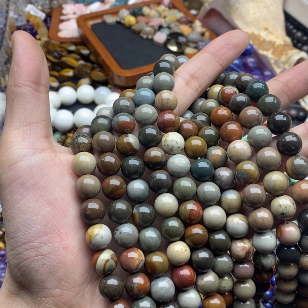 玛瑙/玉髓未镶嵌珠宝半成品一条纯天然10mm阿拉善圆珠