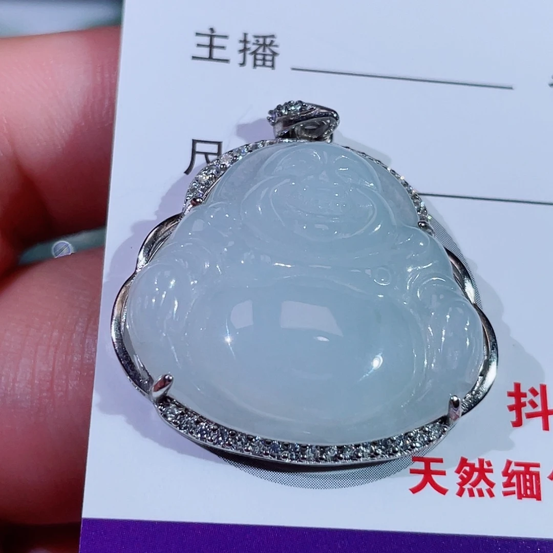颈饰银S925镶嵌翡翠佛公