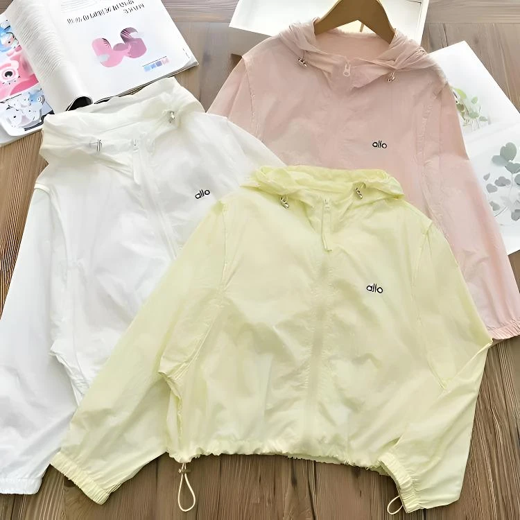 女童字母连帽防紫外线超薄超轻防晒衣立体拼接皮肤衣外套开衫