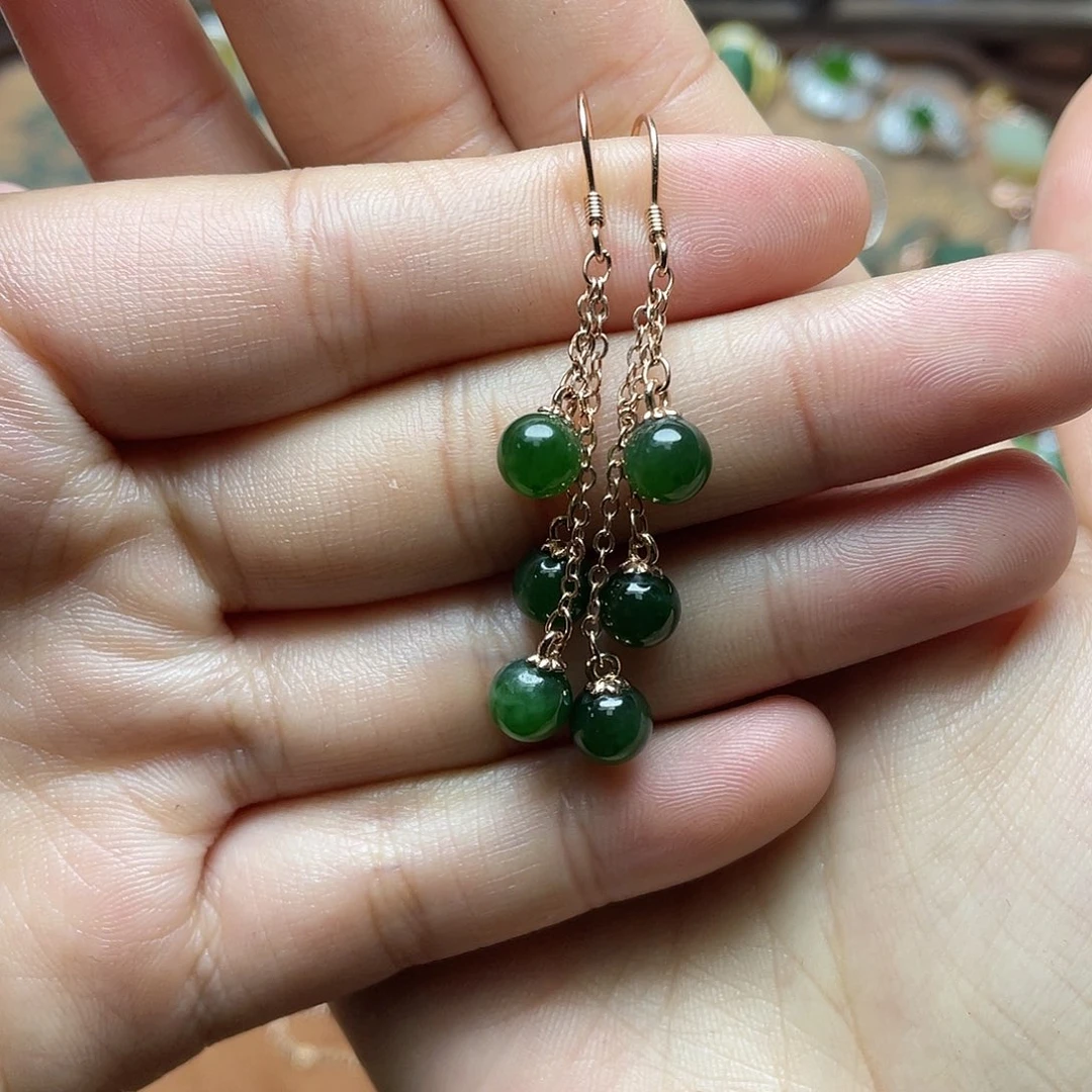 和田玉（碧玉）银S925镶嵌吊坠(赠链)耳钉