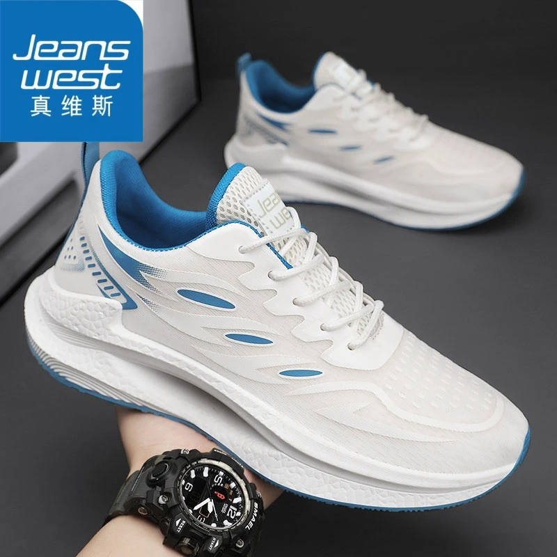 Jeanswest/真维斯春季新品透气网面百搭休闲超轻减震体测跑步鞋