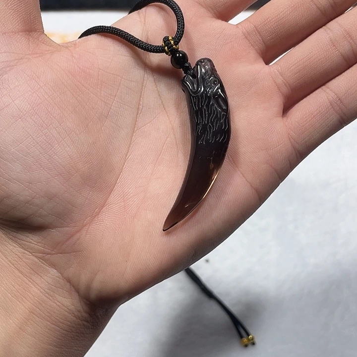 黑曜岩合金颈饰冰曜石狼牙