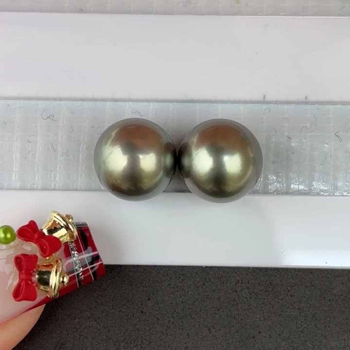 定制海水珍珠未镶嵌裸珠11.5-11.6mm大溪地两颗