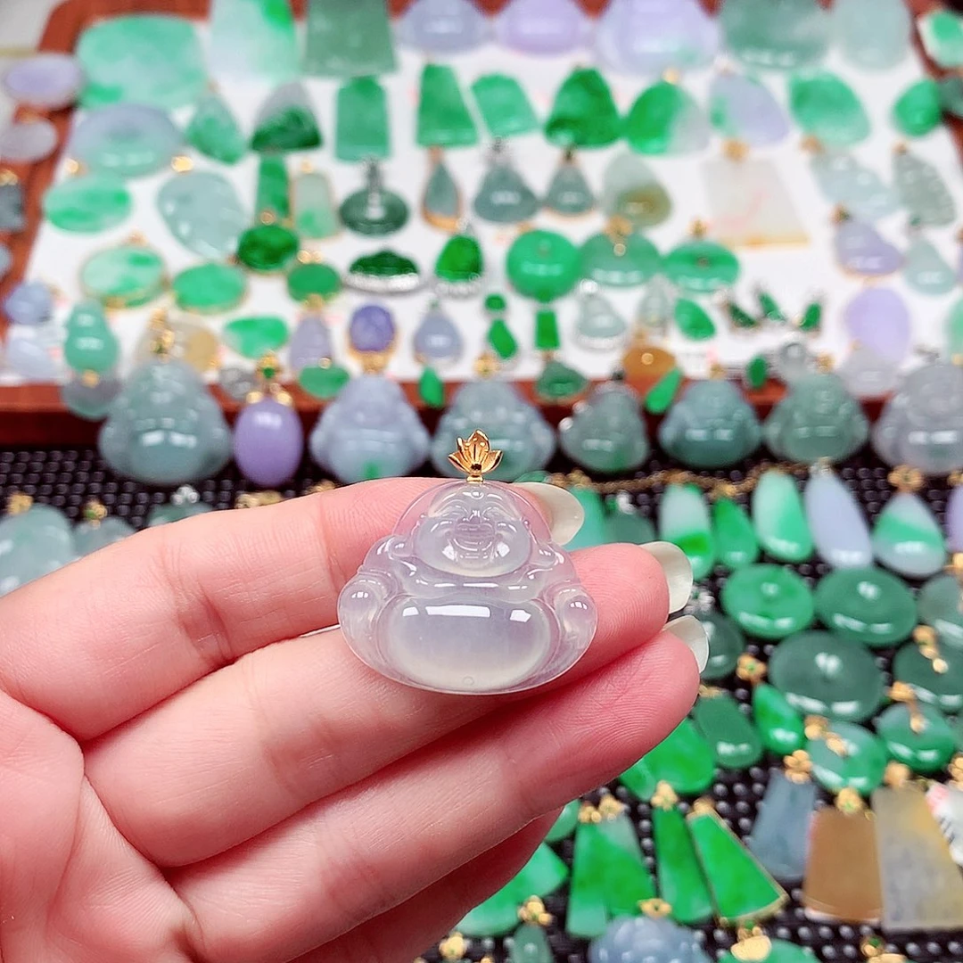 吊坠(不含链)18K金镶嵌翡翠天然翡翠A货