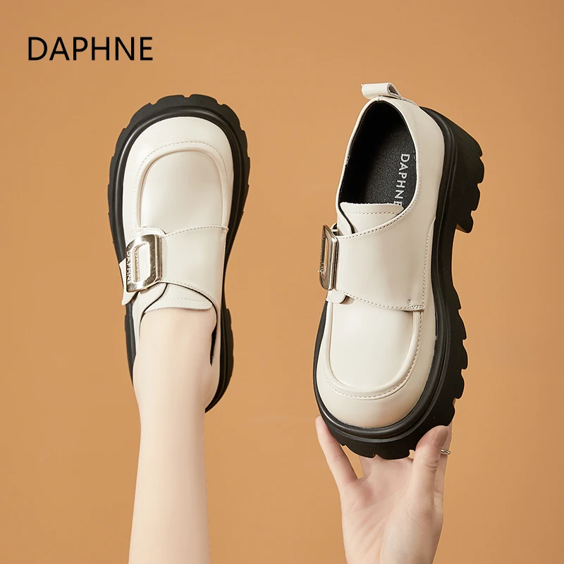 达芙妮女鞋厚底乐福鞋2025春季新款英伦风小皮鞋厚底百搭休闲女鞋