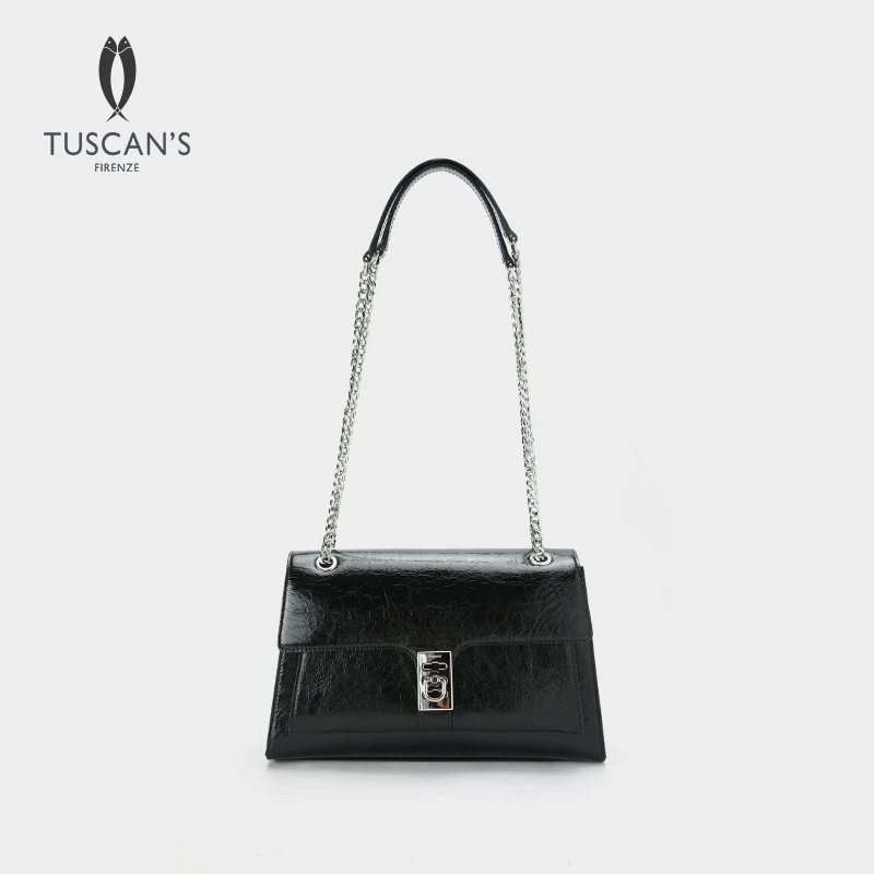 TUSCAN'S真皮经典百搭高级纯色女士单肩包气质时尚压纹斜挎包