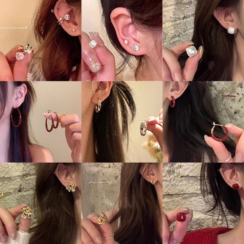 合金耳饰 合金耳饰  气质轻奢法式简约小众百搭耳环