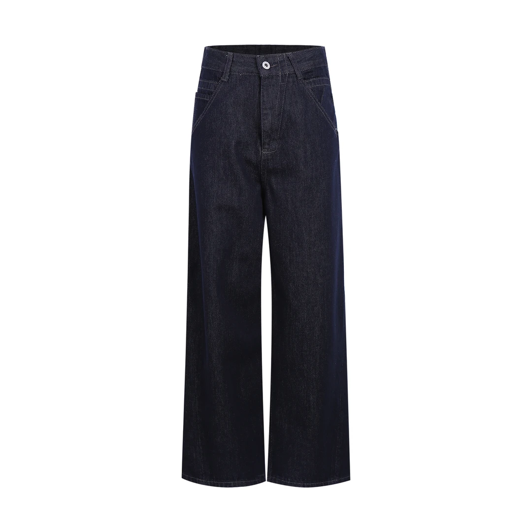 【Q】2025春季新款复古百搭休闲宽松阔腿牛仔裤女H60041