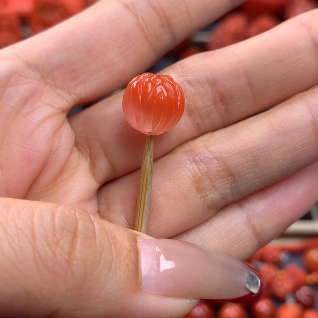 【闪购商品】南红玛瑙莲花珠11mm➕未镶嵌