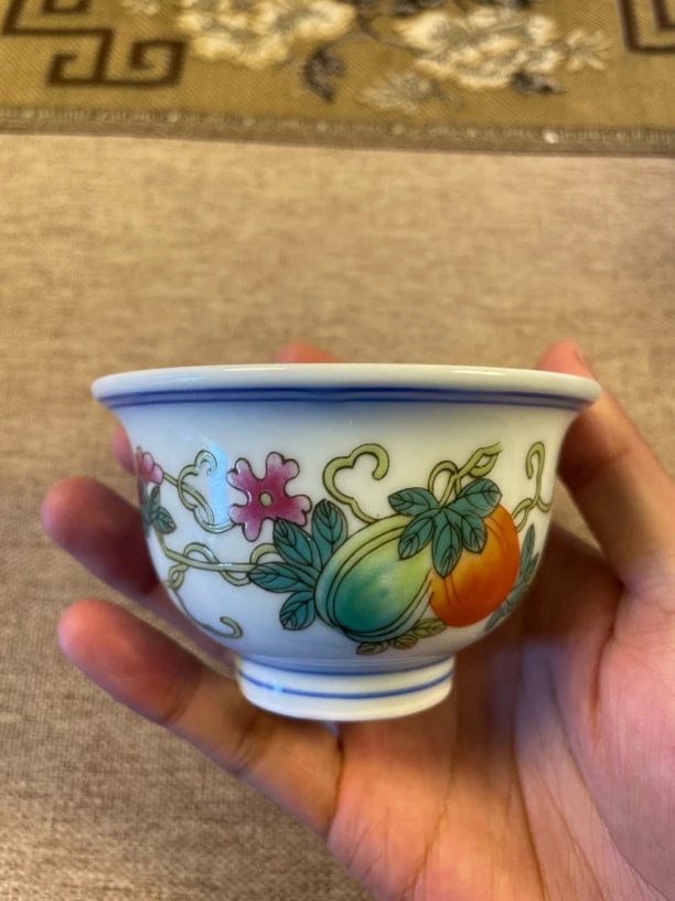 景德镇陶瓷粉彩釉上彩喝茶杯主人杯压手杯功夫茶杯