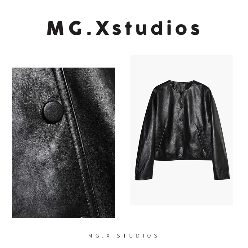 【永济】MGX圆领皮衣休闲百搭宽松外套M51A3076W8CK