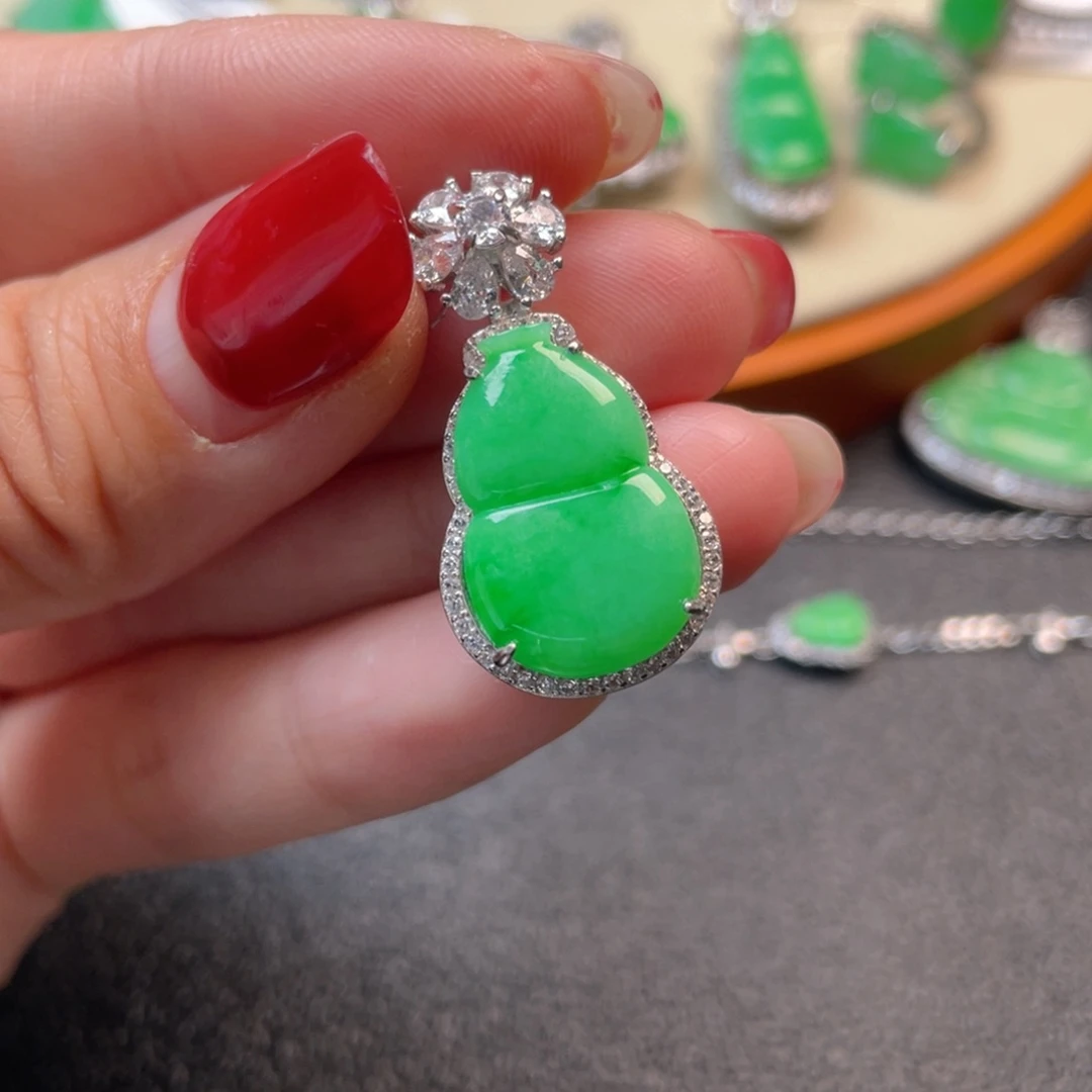 翡翠吊坠(不含链)银S925镶嵌