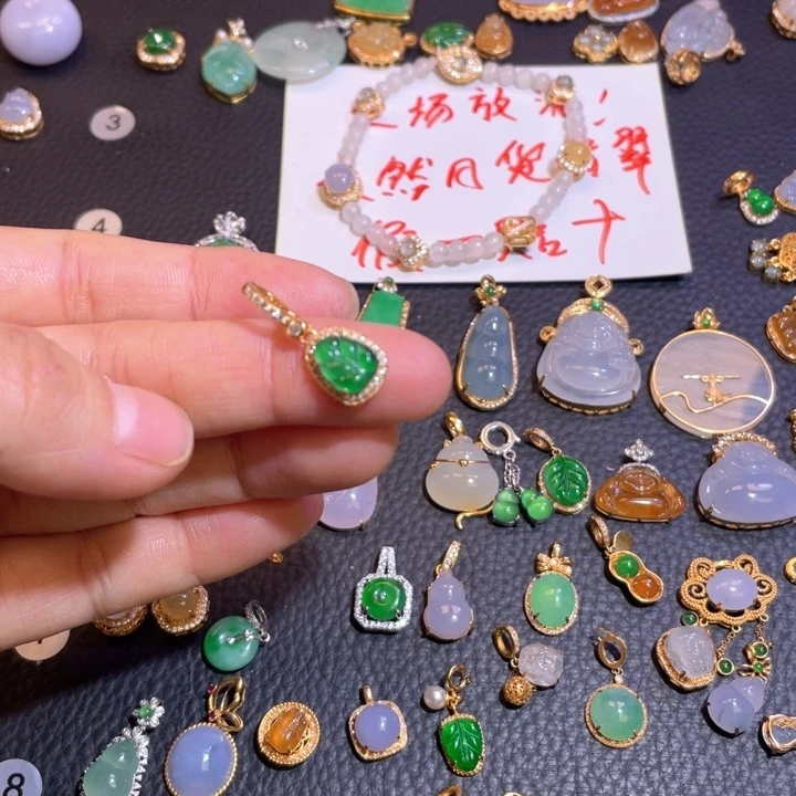 翡翠银S925镶嵌吊坠(不含链)天然翡翠