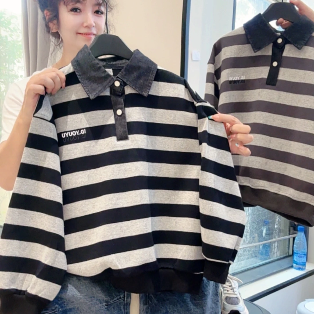 【加绒不加绒】秋款卫衣2025休闲polo衫秋季洋气宽松秋装mt9485