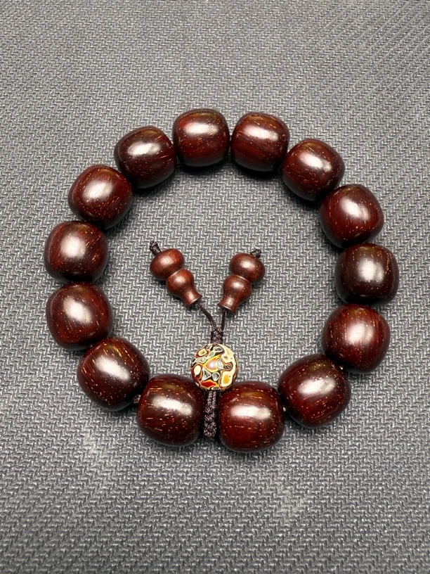 印度小叶紫檀老型珠满金星高端质感1.5*15颗高货单圈手串