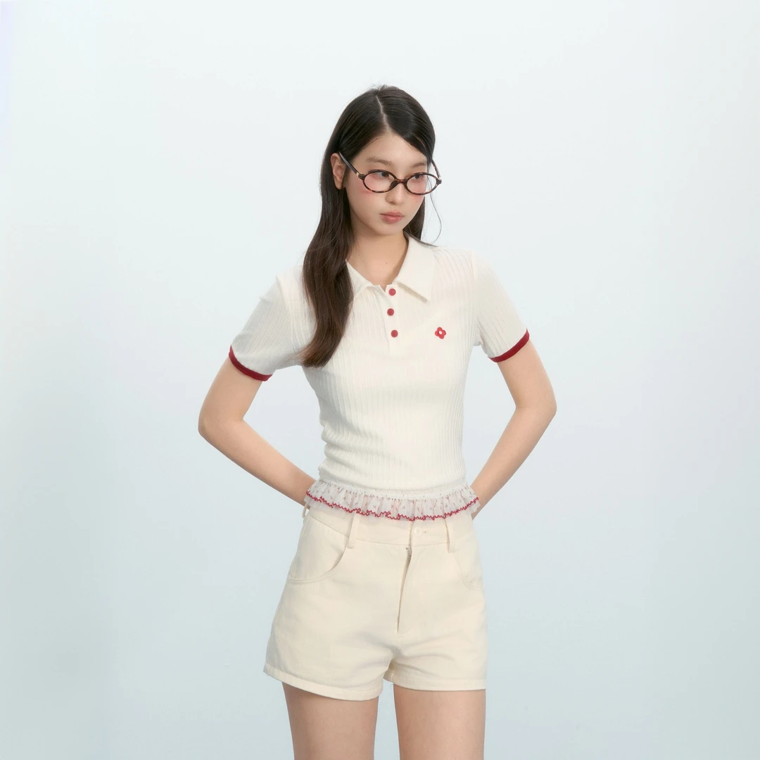 清umoumo乌蘑原创夏季翻领polo百搭短款修身POLO衫NOTDX25206