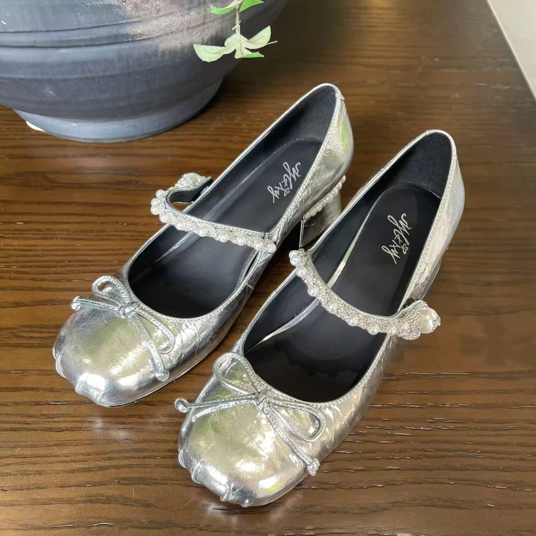 仙女风公主鞋水钻单鞋玛丽珍鞋蝴蝶结女士时尚玛丽珍