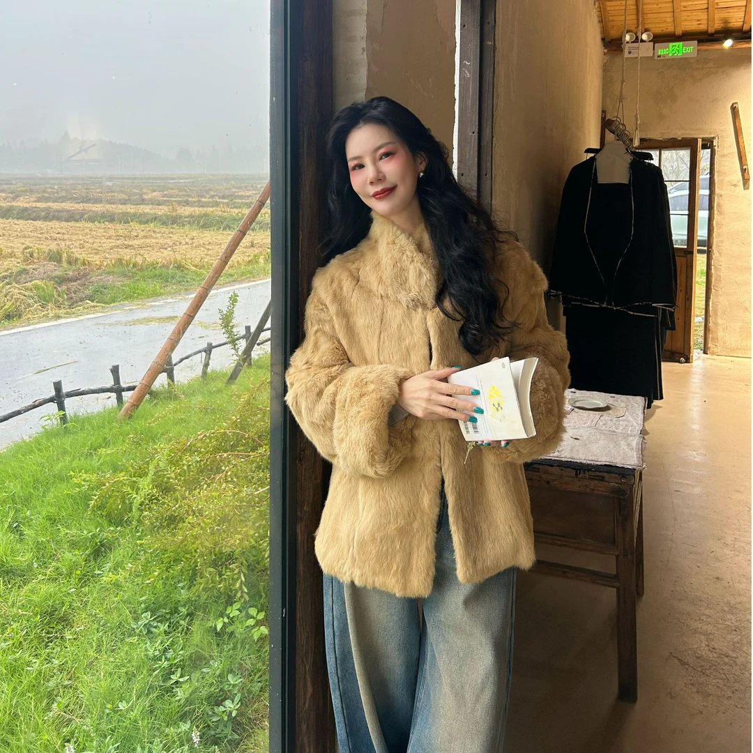 ·暖羽·非遗新中式上衣奶油黄慵懒风气质厚款开衫宽松型百搭时尚