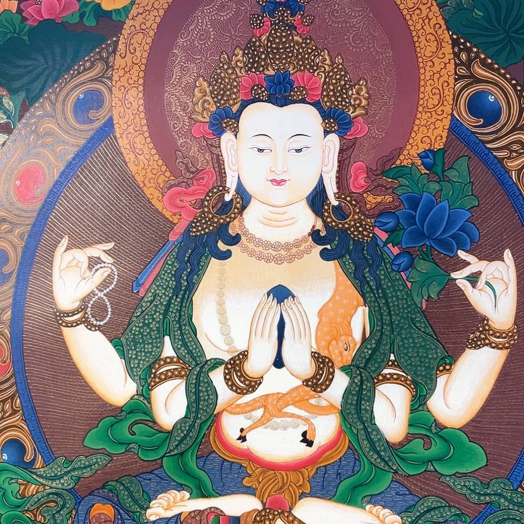 法***华卷轴画手绘唐卡 四臂观