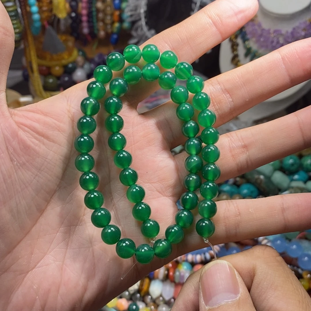 未镶嵌，绿玛瑙8mm，石英质玉