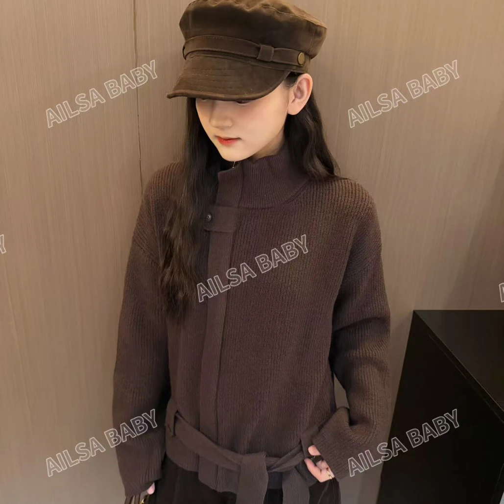 【AILSA BABY】欧货设计感立领腰部带绑带毛衣/101801A